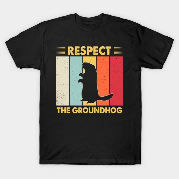 Respect The Groundhog Funny Woodchuck T-Shirt by AnnetteNortonDesign